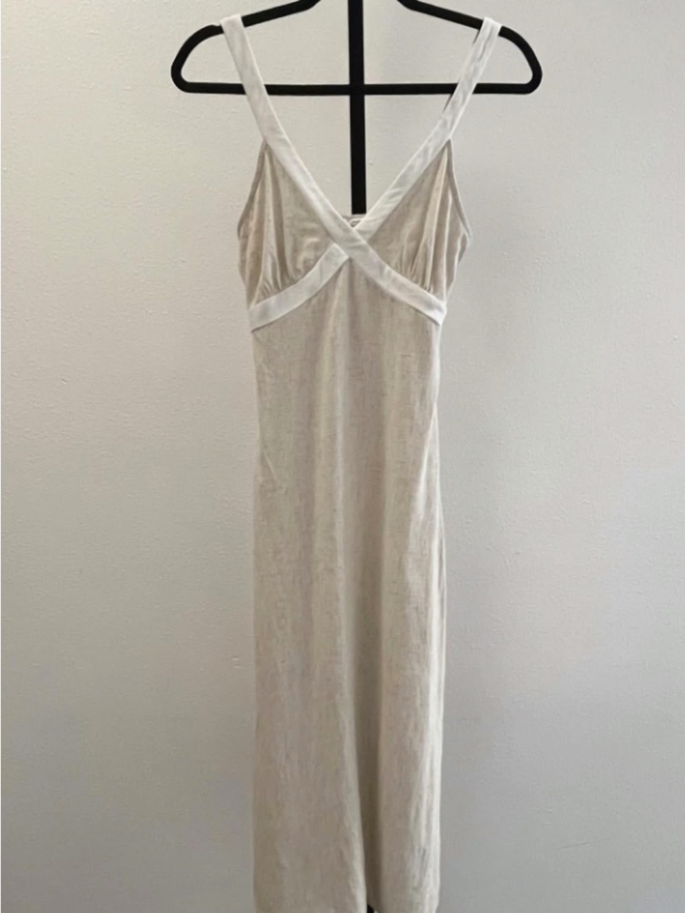 Light Cream Slip Dress with V-Straps